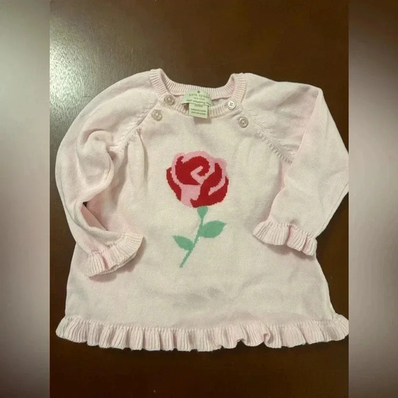 Kate Spade Baby Girl Rose Ruffle Sweater Size 9M - Picture 2 of 4